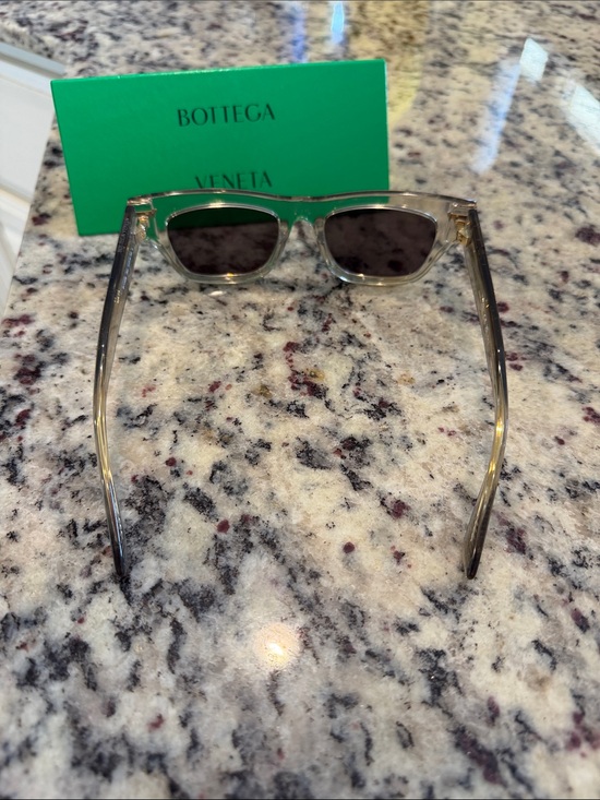 Bottega Veneta Clear Frame Sunglasses with Dark Smoke Lenses and Gold Accents main image 4